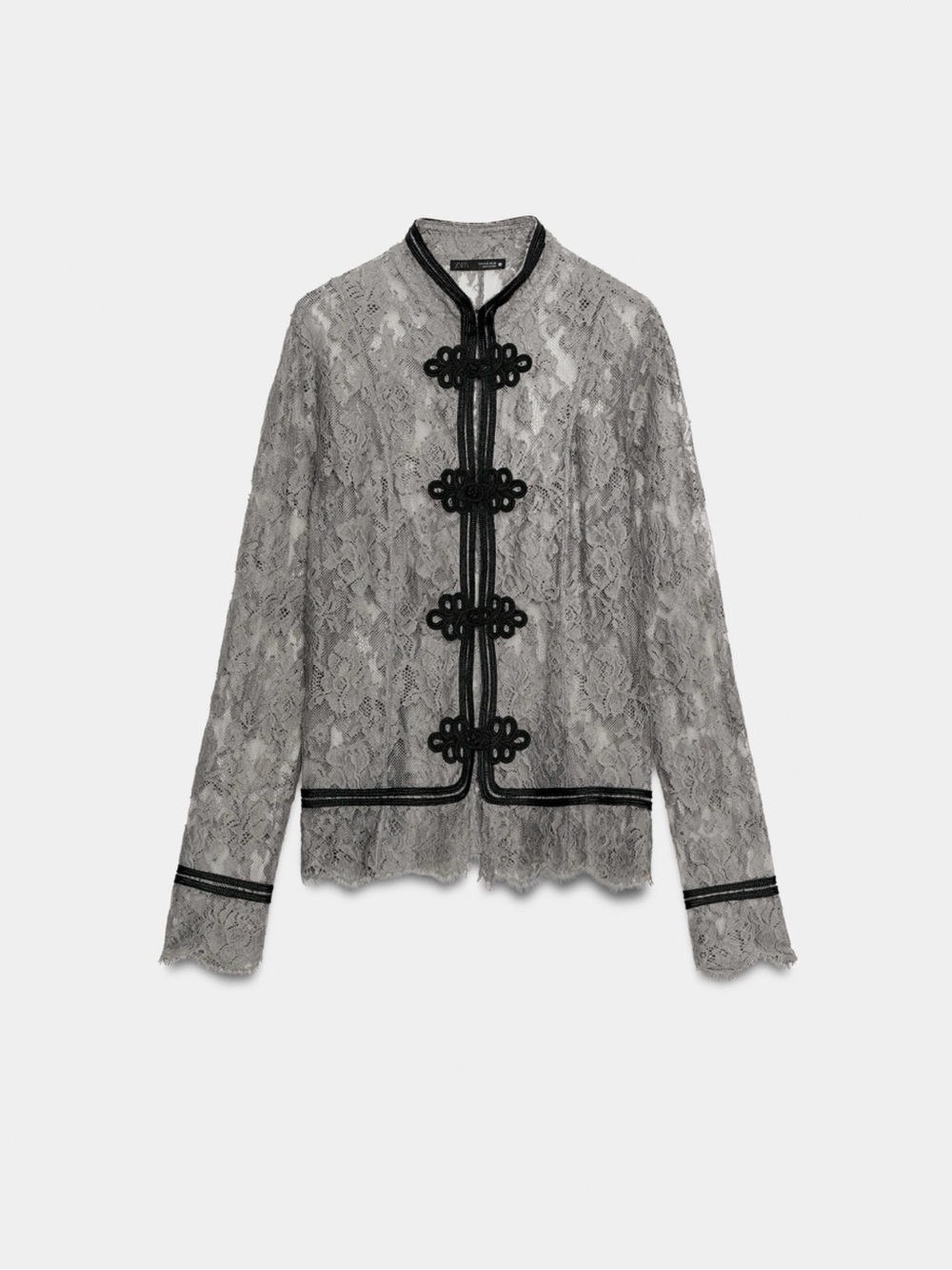 Woman Zara Zw Collection Lace Shirt With Frog Fastening